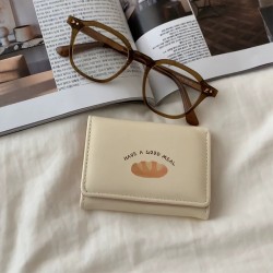 Croissant toast, ins Korean-style short wallet, baguette cookie, cute cartoon tri-fold student card holder