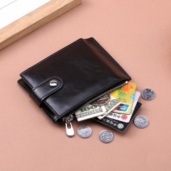 Genuine Soft LeatheWallet, Crazy Horse Vintage US DollaWallet, Horizontal Button Coin Purse, First-Grain Soft LeatheCard Holder