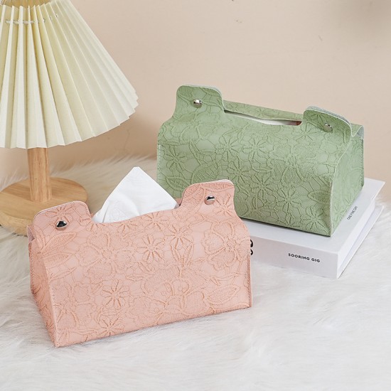 High-quality rattan home pattern buttons, light luxury dining ornament, rectangular tissue box, high-end tissue holder.