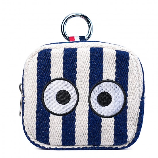 Big eye striped lipstick holder, card storage bag, digital bag, small hanging bag, embroidered small coin and earphone bag, zippered