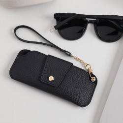 Cross-border unisex leather eyeglass bag, sunglasses storage pouch. Pressure-resistant, anti-loss, and hangable sunglasses storage bag