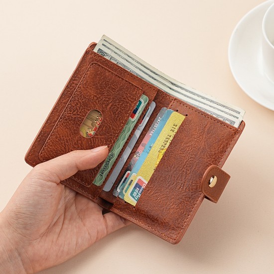 Men's high-end wallet, exquisite and compact, multifunctional, pleated short wallet, ultra-thin, minimalist, integrated small wallet and card holder.