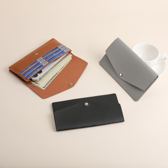 Soft leather card holder, wallet, men's and women's, high-end leather, multiple card slots, comfortable business clutch, long European and American wallet.