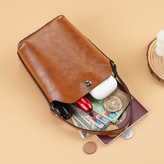 Vintage and versatile soft leather, exquisite and cute coin purse and card holder for women, vegetable-tanned cowhide crossbody mini bucket bag
