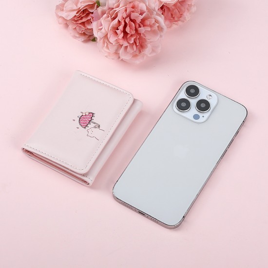 New solid color tri-fold wallet for women, luxurious look, cute short ins style women's coin purse wholesale