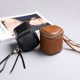 Waxed leather PU leather hand-held key bag, ins retro style, niche lipstick, and coin purse.