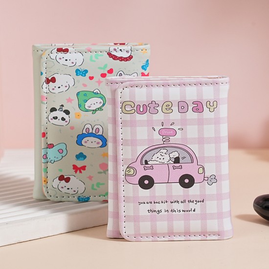 Cute cartoon print coin purse, multifunctional coin and ID two-in-one wallet, cross-border trade wallet, tri-fold card holder