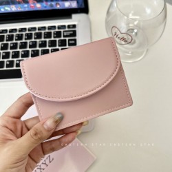 Women's short solid color card holder, a compact, cross-border coin purse, a fashionable and versatile macaron color