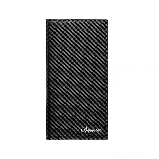 Lightweight men's long carbon fiber wallet, vintage three-in-one anti-magnetic, multi-slot card holder ID Holder