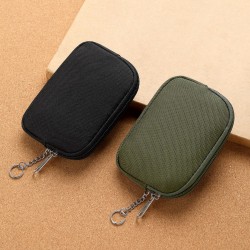 Simple men's and women's birthday-style canvas small coin purse with multi-function zipper, lipstick, earphone, and coin storage bag