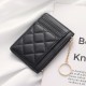 Korean-style simple diamond-patterned coin purse, creative chain zipper bag, ultra-thin portable coin purse with multiple card slots.