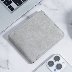 Men's Wallet, Simple, Soft Matte Leather, Short, Ultra-Thin, Multiple Card Slots, Suede, Trendy Brand, Ultra-Lightweight, Foldable