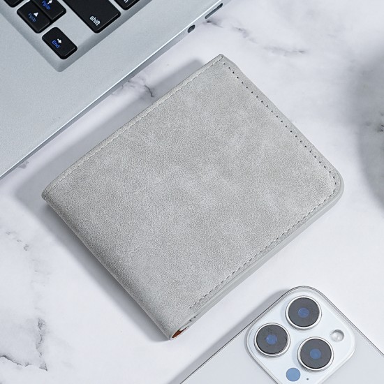 Men's Wallet, Simple, Soft Matte Leather, Short, Ultra-Thin, Multiple Card Slots, Suede, Trendy Brand, Ultra-Lightweight, Foldable