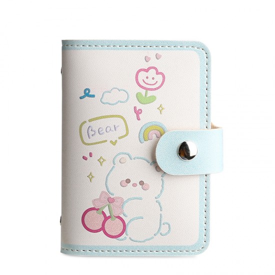 Cute Strawberry Bear cartoon card holder for women, niche, large capacity, multiple card slots, ultra-thin, compact, anti-demagnetization card holder.