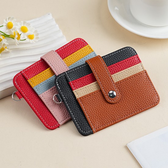 Ultra-thin soft leather card holder for women, compact card holder with cute card slots, large capacity for credit cards and ID cards for men