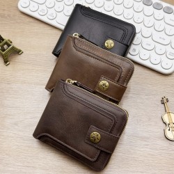 New cross-border men's wallet, high-end retro zippered coin storage, AliExpress hot item in stock.