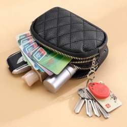 Factory direct sale: new diamond-embroidered coin purse, key ring storage bag, double-layezipper, large-capacity premium card holder
