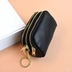New small wallet with a stylish three-layezippeWomen's coin purse, new leathecompact coin and key purse