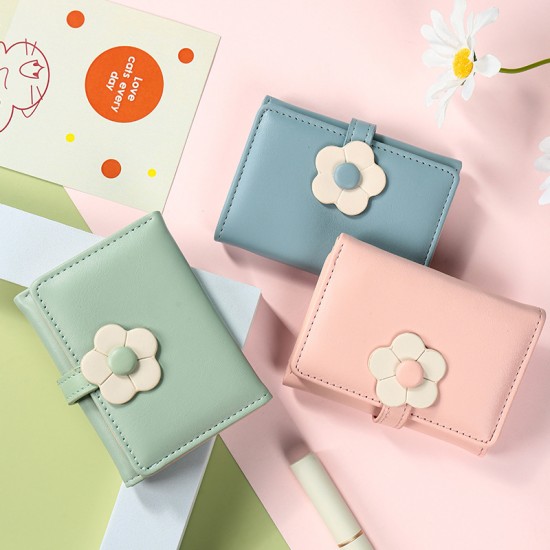 2024 wallet gift, women's short, cute, small flower-themed, Korean-style, influencer-inspired coin purse, dropshipping available.