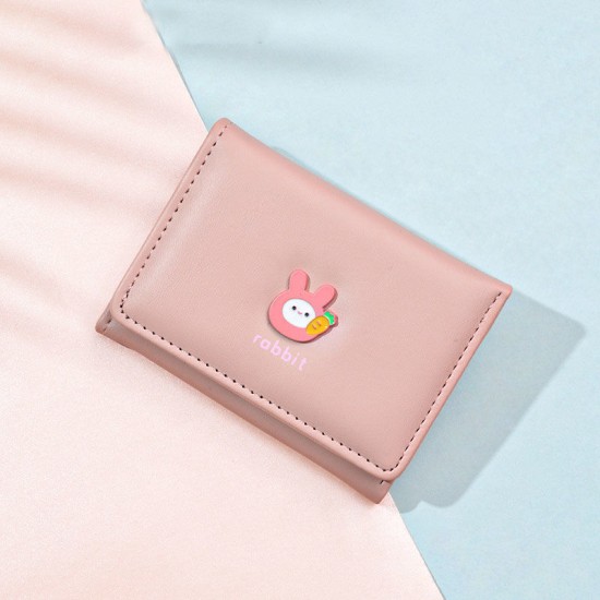 Women's wallet, compact ultra-thin folding short, cute student mini wallet, cartoon, fashionable INS coin purse.