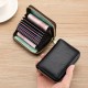 Anti-demagnetic card holder for men and women, zippered, multiple card slots, bank ID holder, large capacity, and compact driver's license holder.