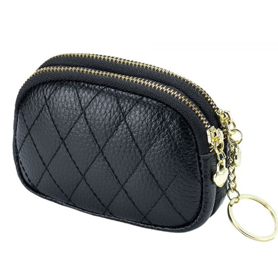 Multi-functional coin purse, lipstick keychain pendant storage bag, double-layer zipper, large capacity card holder for women