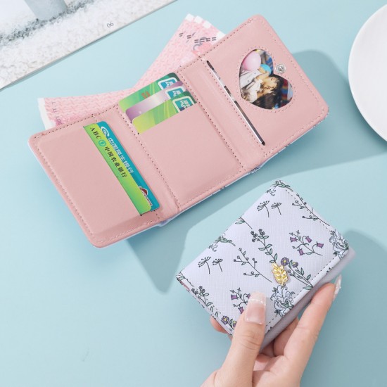 Cross-border wallet: women's card holder, simple, all-in-one, Ins Short tri-fold wallet, student-friendly, small, fresh-looking folding coin purse.