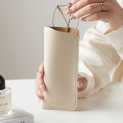 New leather glasses bag, portable, PU business sunglasses protective case, lychee-textured sunglasses storage bag