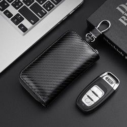 Best-selling men's wallet, carbon fiber business clutch, zippered wallet, large capacity, multiple card slots