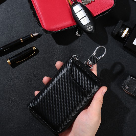 New carbon fiber textured, lightweight, stylish key holder with multi-purpose hook, portable, large capacity for home use