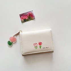 Tulip small wallet ~ Simple, retro, compact, and exquisite student coin purse for women, fresh and sweet.