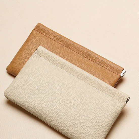 New genuine soft leather spring-loaded automatic-closing earphone storage bag, wireless earphone and data cable portable coin purse