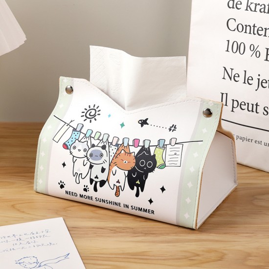 Cute tissue box for living room or bedroom, a multifunctional napkin storage box with cartoon dogs and cute cats.