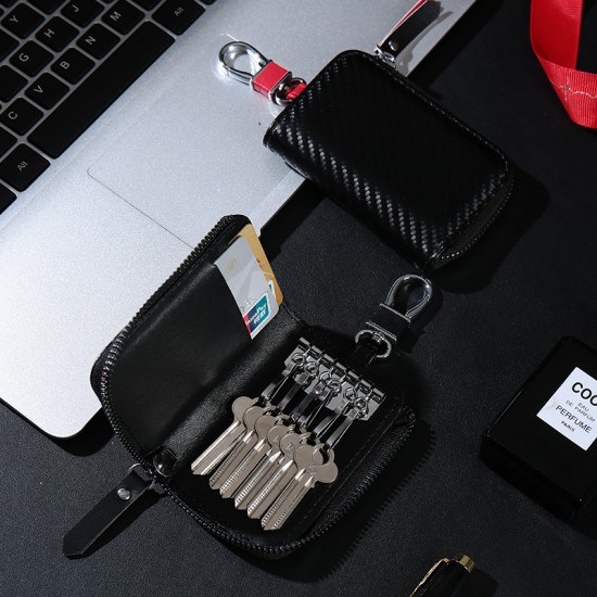 New carbon fiber textured, lightweight, stylish key holder with multi-purpose hook, portable, large capacity for home use