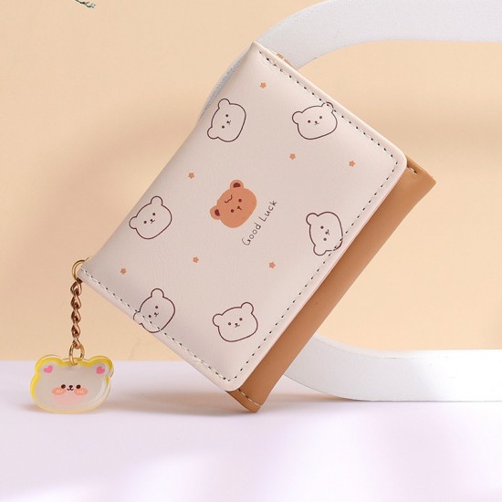 Korean-style small wallet for women, short wallet for women, student fashion, cartoon-themed wallet, thin wallet