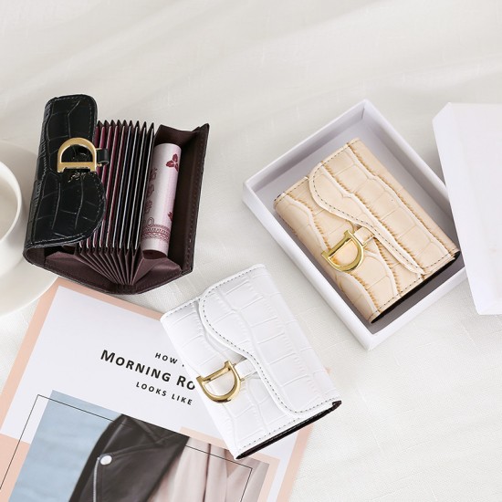 New European and American stylish crocodile pattern, high-end women's multi-slot anti-theft card holder, multi-function coin purse