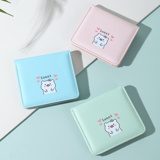 New women's bi-fold coin purse, Korean-style, multi-functional card holder, cartoon print, simple and fresh, Instagram-style.