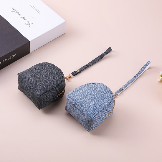 Cross-border Key Holder, Mini Coin Purse, Headphone Storage Bag, Couple's Keychain, School Bag Charm, Denim Handbag