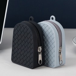 Women's wallet: single zippered, simple, woven silicone coin purse, exquisite and stylish card holder, headphone and data cable storage bag