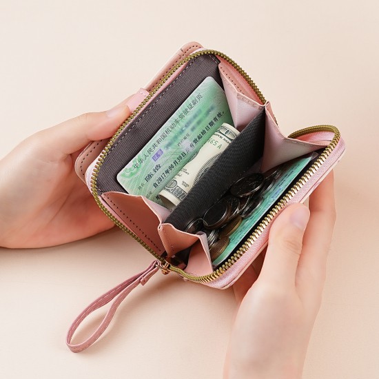 Women's short wallet, new cute cartoon Japanese student style, foldable zipper coin purse and card holder