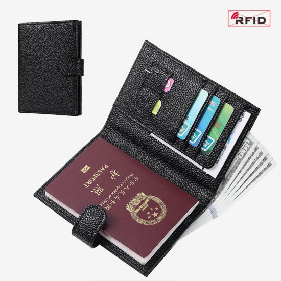 Cross-border women's anti-theft RFID passport bag, multi-function ticket and ID cover, universal PU wallet
