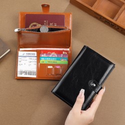 Vintage Waxed Leather Passport Holder, Multi-functional ID Holder, Card Holder, RFID Travel Passport Holder