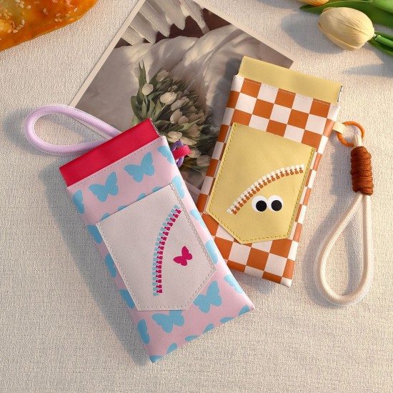 Cute cartoon glasses bag with a drawstring for women, a portable dopamine glasses storage bag for myopia