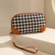 Houndstooth Wrist-Type Waterproof Coin Purse Large-capacity canvas clutch with phone storage, elegant women's wallet