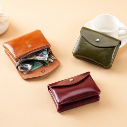 Simple women's PU coin purse, multifunctional card holder, large capacity for small accessories and coins, soft leather small wallet.