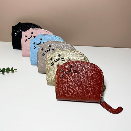 2024 new model for women, cute cat card holder, small, internet celebrity-inspired, high-end cartoon coin purse with multiple card slots.