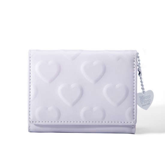 [Heart charm] Korean-style women's small wallet, wholesale, simple heart-embossed PU short coin purse