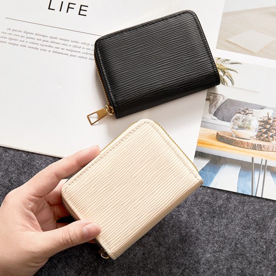 Japan cross-border women's short ripple coin purse 2024 zippered small wallet, short clutch, coin purse