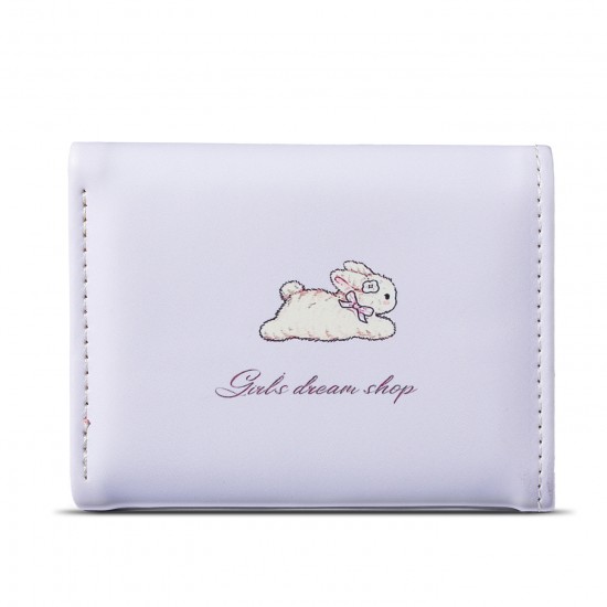 New student cartoon light luxury card holder, cute short style Anti-degaussing, stylish tri-fold wallet with multiple card slots