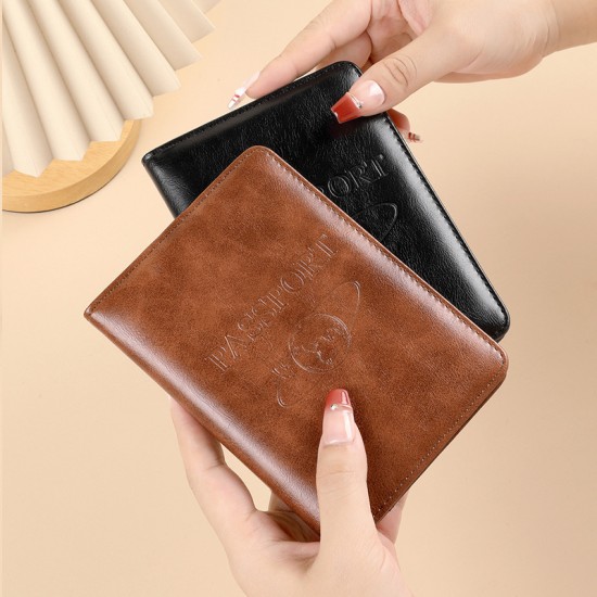 Cross-border leather passport case, cowhide-finished passport holder, large-capacity, multiple card slots, ID holder, RFID anti-theft card holder